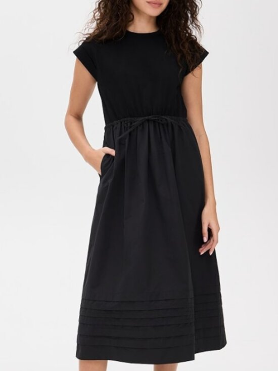 La Ligne Dresses & Skirts - La Ligne Wilhelmina T-Shirt Midi Dress with Shirring Black M